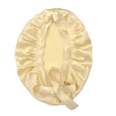 Silk bonnet with double-layer design, showing the inner and outer fabric layers