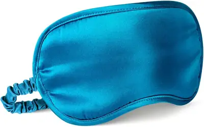 Eye mask with matching satin bonnet and travel pouch in a retail gift set