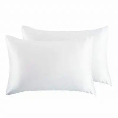 Satin pillowcase with custom logo printed on the fabric, ready for retail display