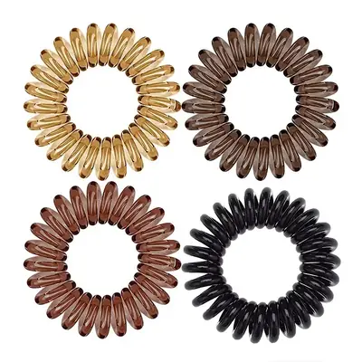 Spiral hair tie wrapped around a section of hair, demonstrating even pressure