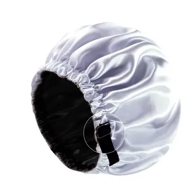 Night bonnet folded and packed with a matching scrunchie for retail