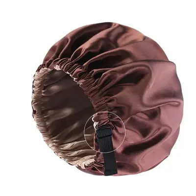 Satin night bonnet with the interior fabric showing low friction texture