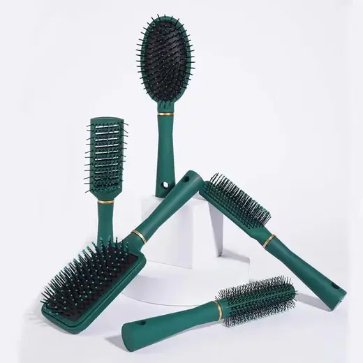 Air cushion massage hair comb with round, soft teeth and anti-slip handle
