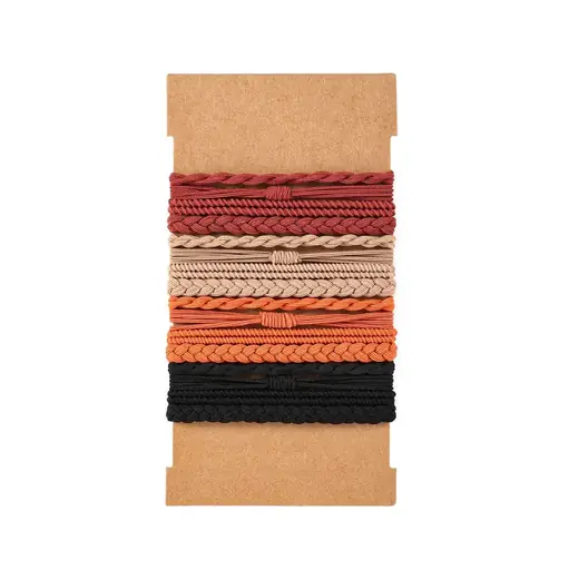 Set of seamless elastic hair coil ties laid out flat showing the continuous coil structure