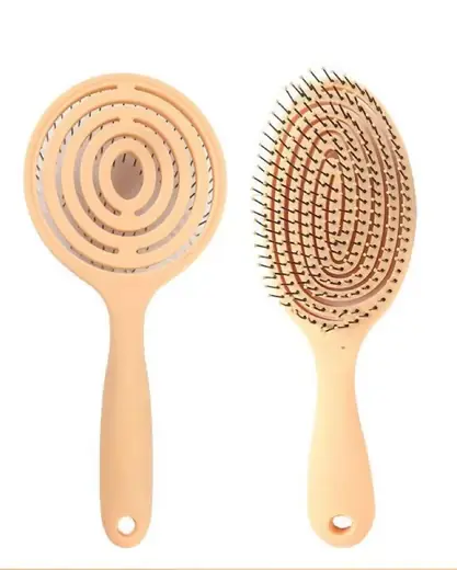 Lollipop elastic hair brush with flexible ABS body and ball-tipped nylon pins