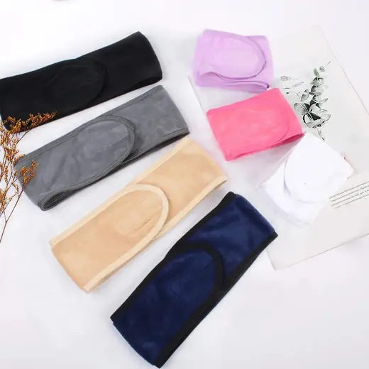 Microfiber headband laid flat showing the soft fabric and elastic band