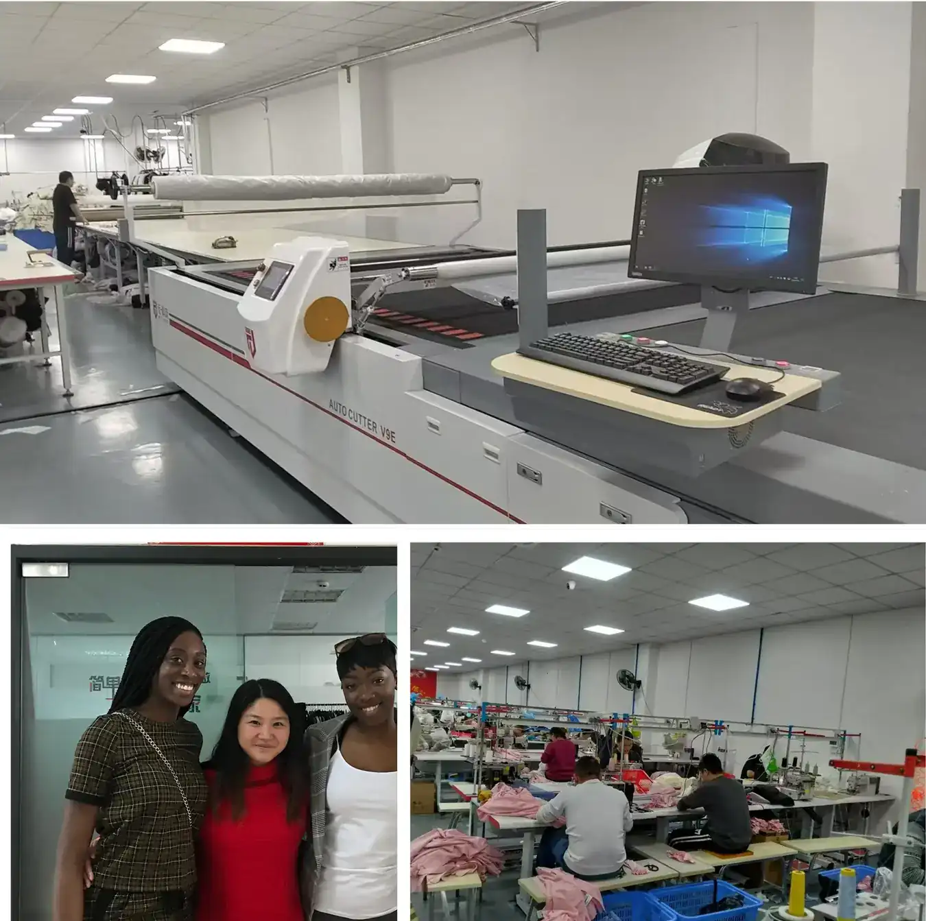 Auto Cutter V9E spreading table, a buyer visit to the Guangzhou showroom and the sewing floor