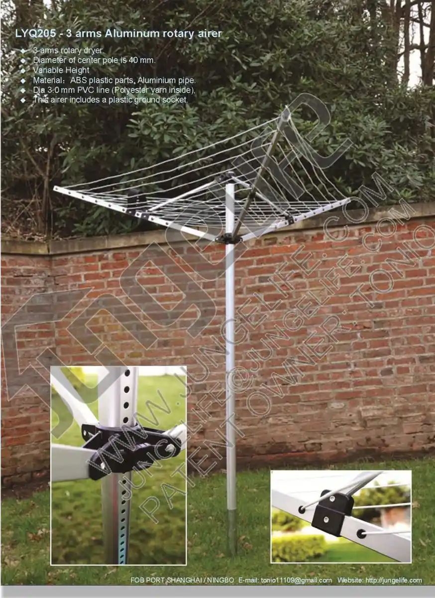 LYQ205 3-Arm Aluminium Rotary Airer catalogue sheet 1