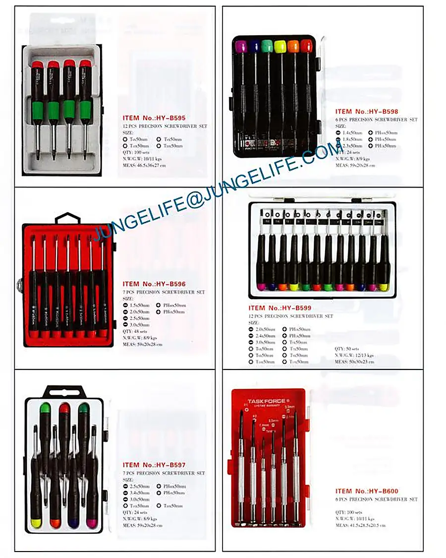 HY-B595 - HY-B600 6 to 12 piece precision sets in plastic cases product photograph