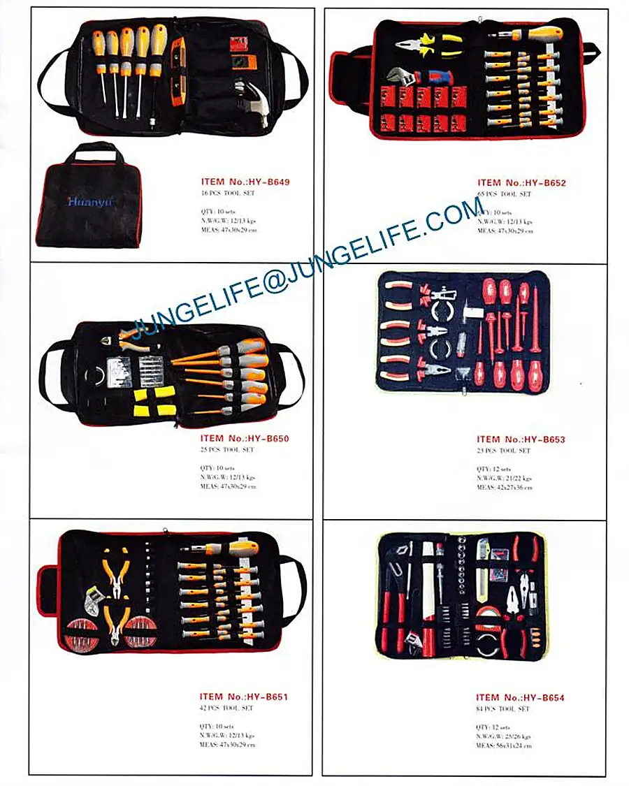 HY-B649 - HY-B654 Canvas roll-bag tool sets, 16 to 84 pieces product photograph