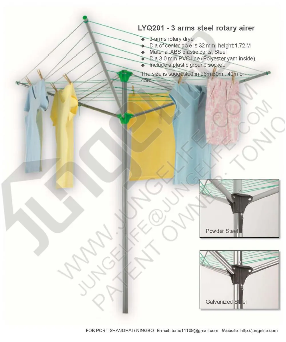 LYQ201 3 Arms Steel Rotary Airer specification sheet 1
