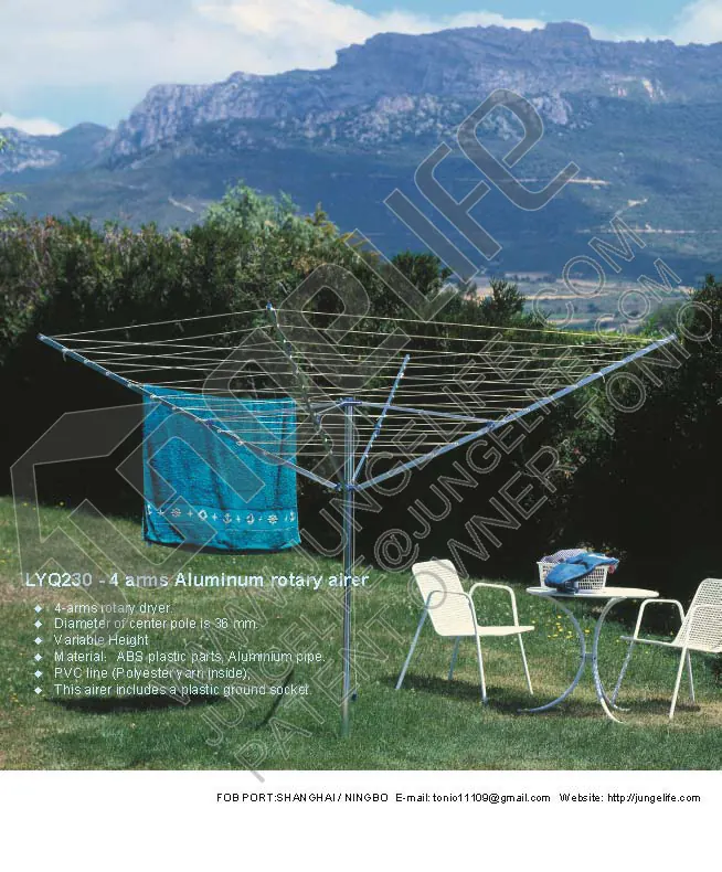 LYQ231 4 Arms Aluminum Rotary Airer specification sheet 1