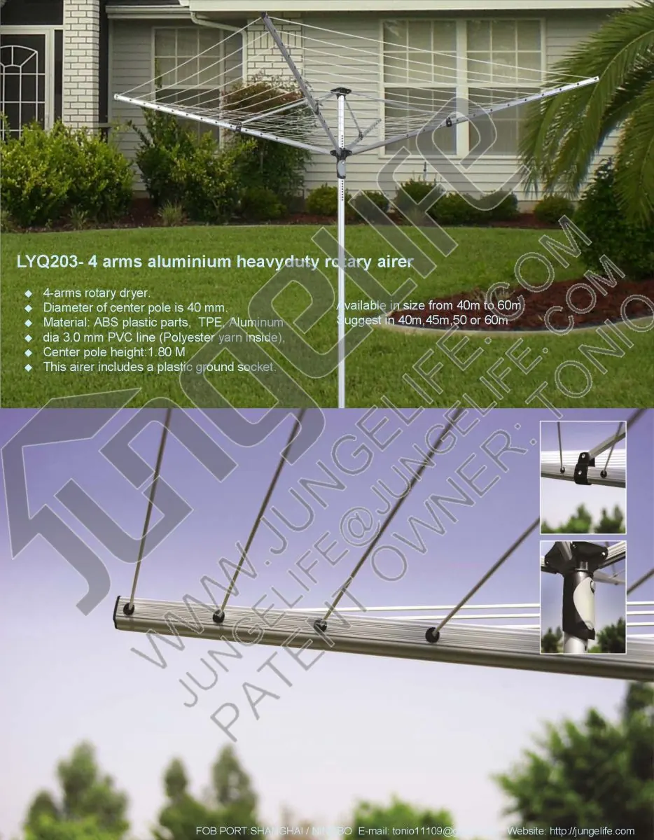 LYQ203 4 Arms Aluminium Heavyduty Rotary Airer specification sheet 1