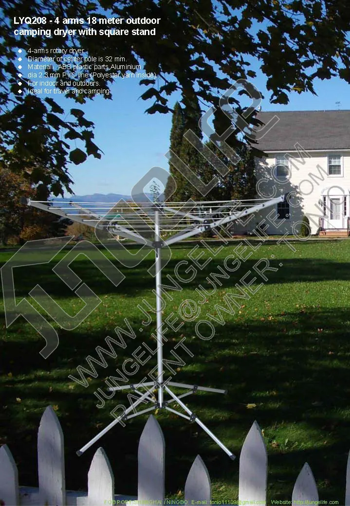 LYQ208 4 Arms 20 Meter Outdoor Camping Dryer with Square Stand specification sheet 1