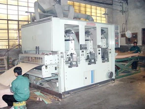 Plywood hot press line producing film faced panels