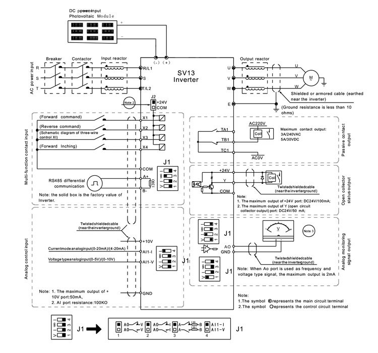 SV13 Series Photovoltaic Water Pump Inverter - wiring or system diagram