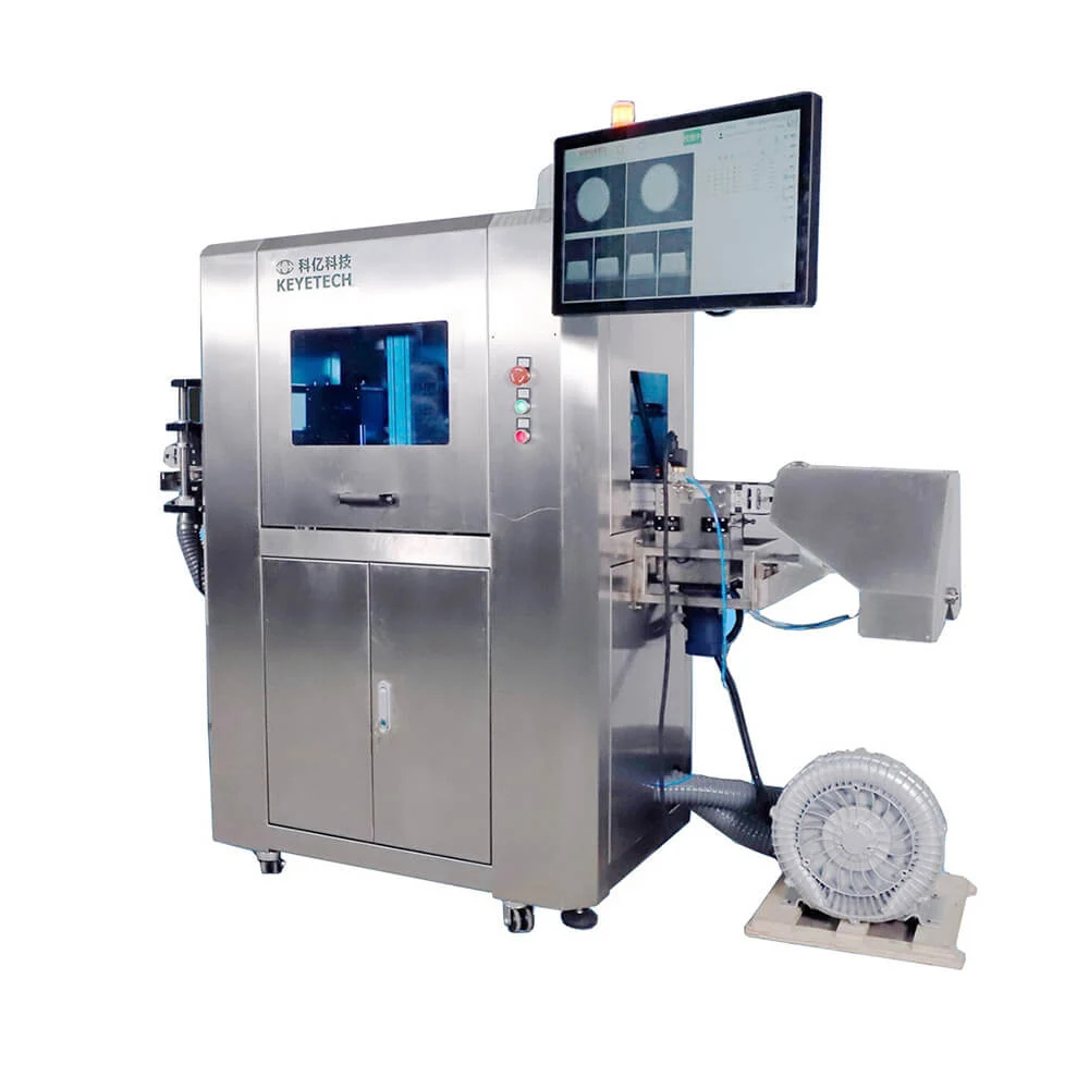Effective 8 Cameras Vision Inspection System for Dairy Cap Defect - KeyeTech cap visual inspection system
