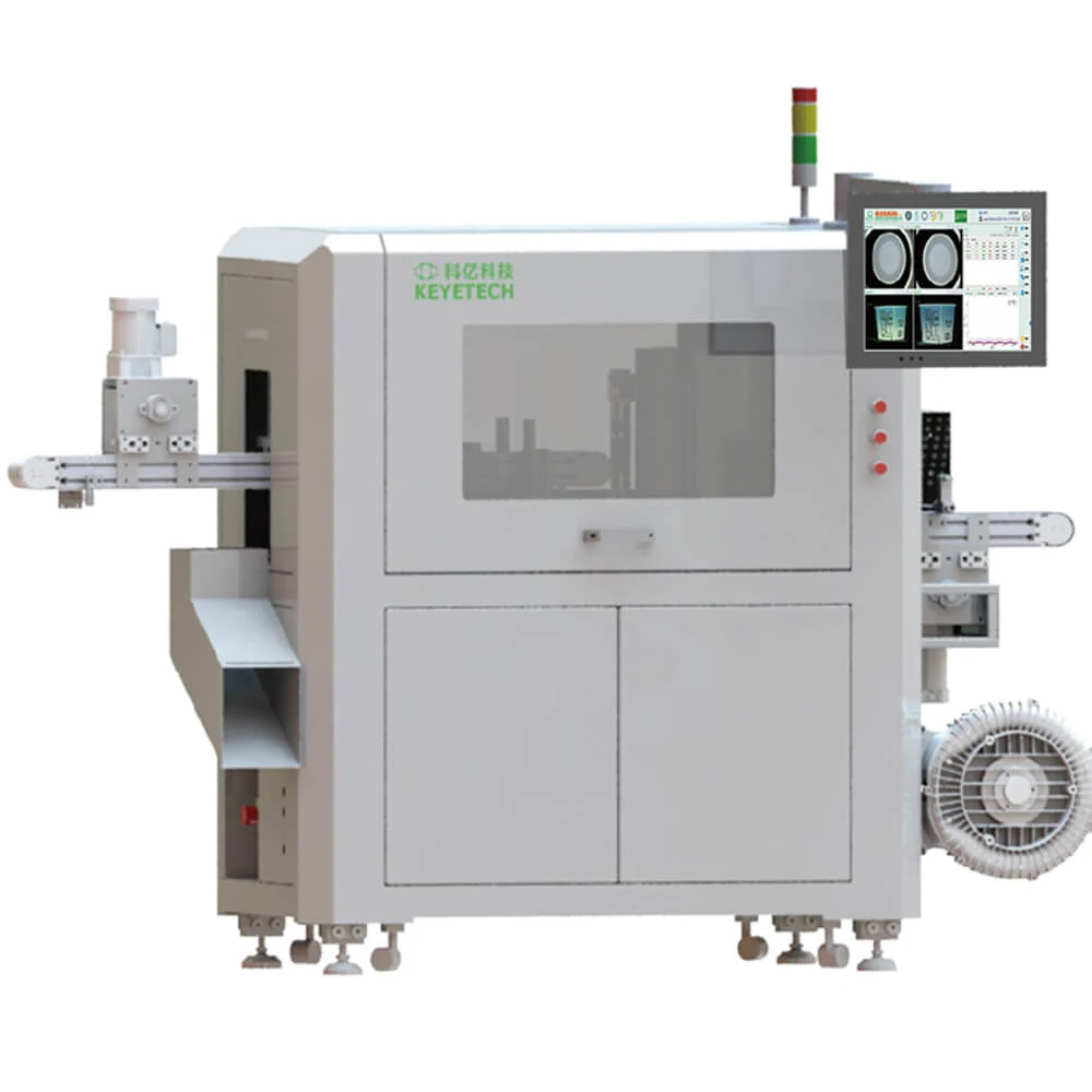 2-Camera Innovative Visual Inspection and Sorting Equipments for Inverted Cans Printing Checking with AI Deep Learning - KeyeTech bottle visual inspection system