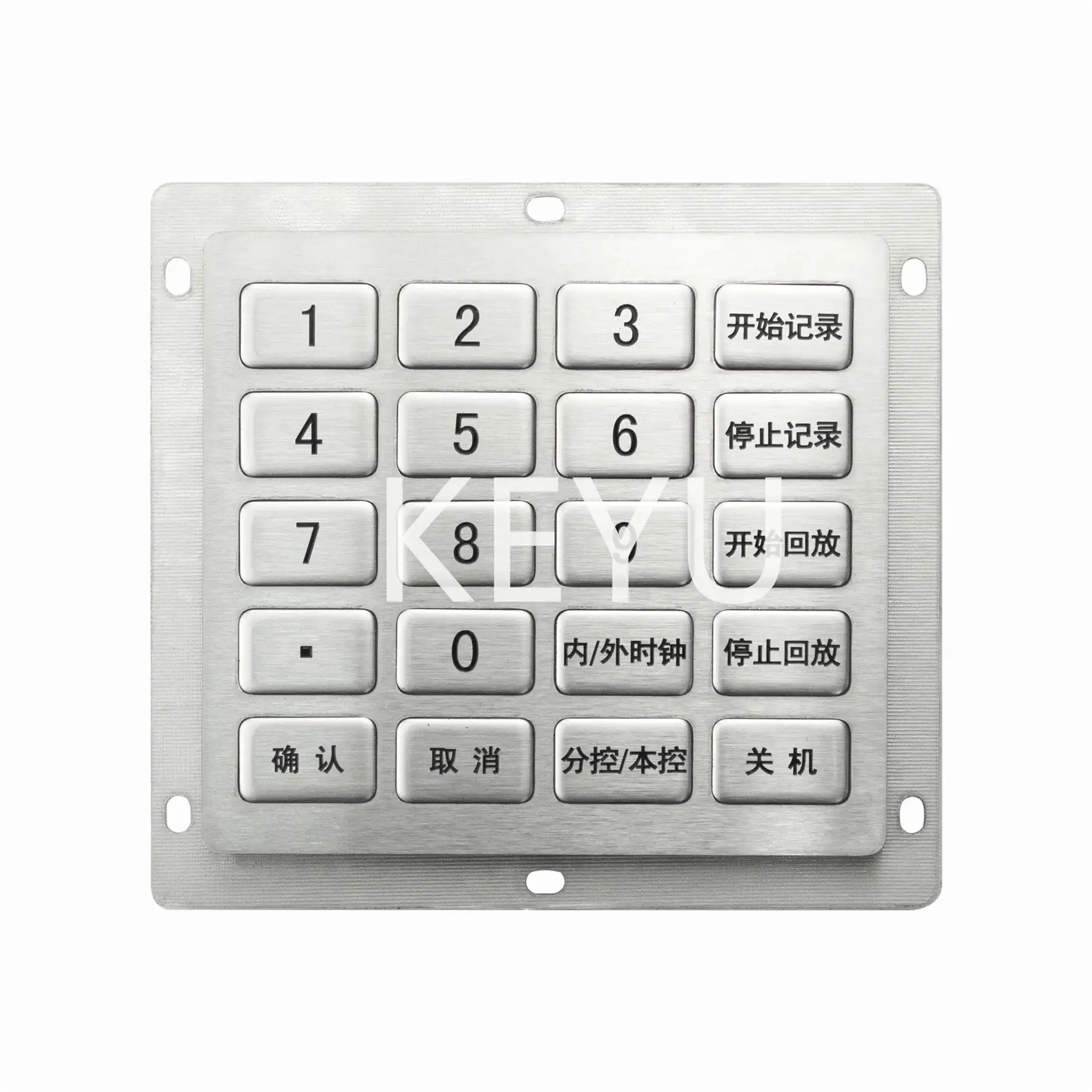 KY2078A 20 button SUS304 brushed stainless steel keypad with 18 pin output
