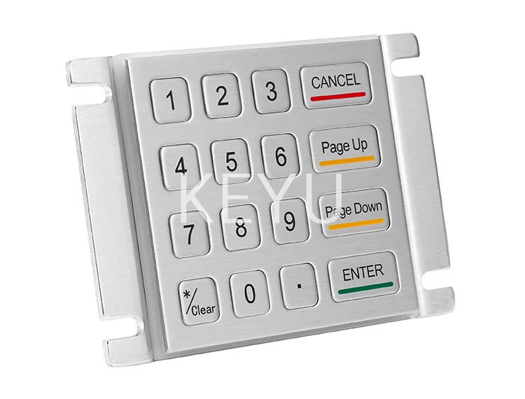 KY2088A IP65 metal keypad angled view showing etched key legends