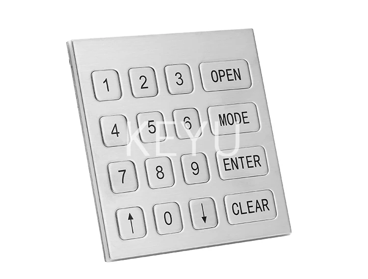 KY2100 stainless steel keypad shown from behind with the rare mounting studs
