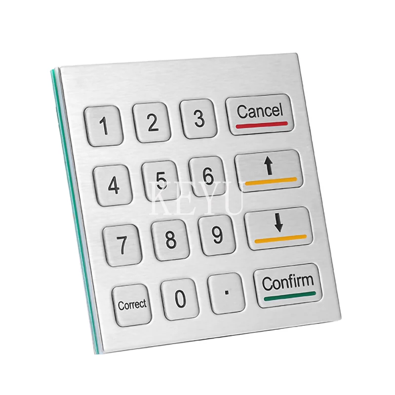 KY2100A 16 key SUS304 stainless steel metal keypad with 4x4 matrix layout