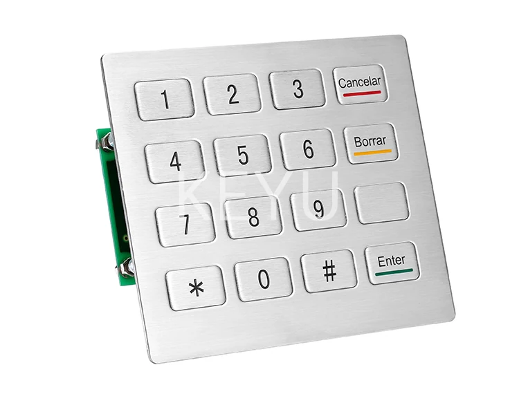 KY2116R stainless steel keypad keys with etched numeric legends
