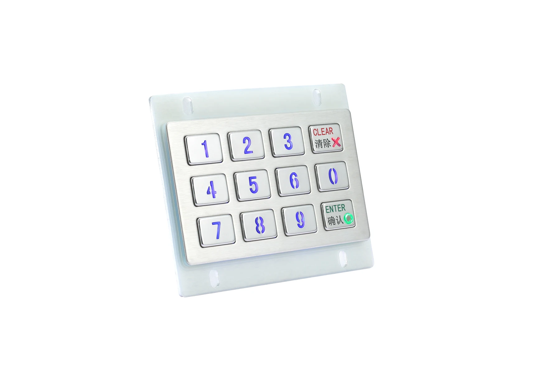 KY2120-LED metal keypad rear body showing 126*104 mm outline