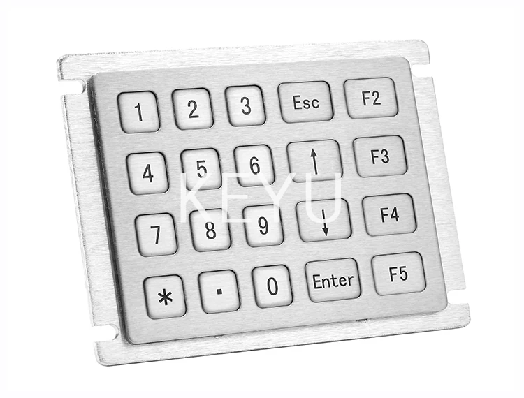 KY2122 metal keypad rear view showing the 140*103 mm overall body and cable exit