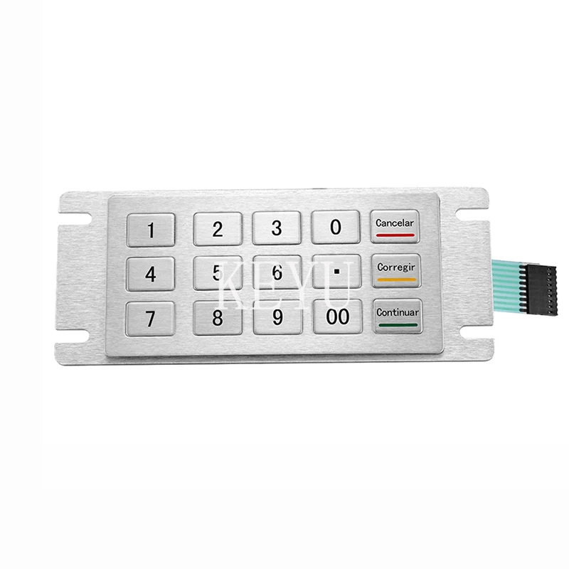 KY2150 metal keypad shown at an angle revealing the slim panel profile