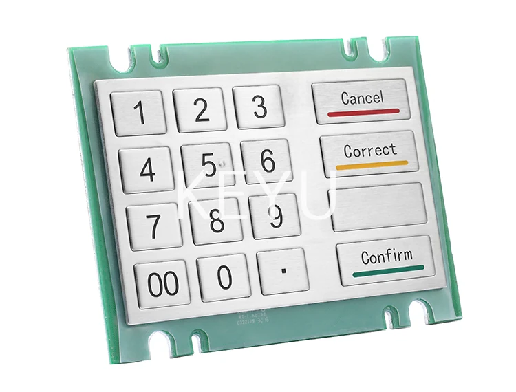 KY2160A pin pad showing numeric field and 2*4 function keys on one plate