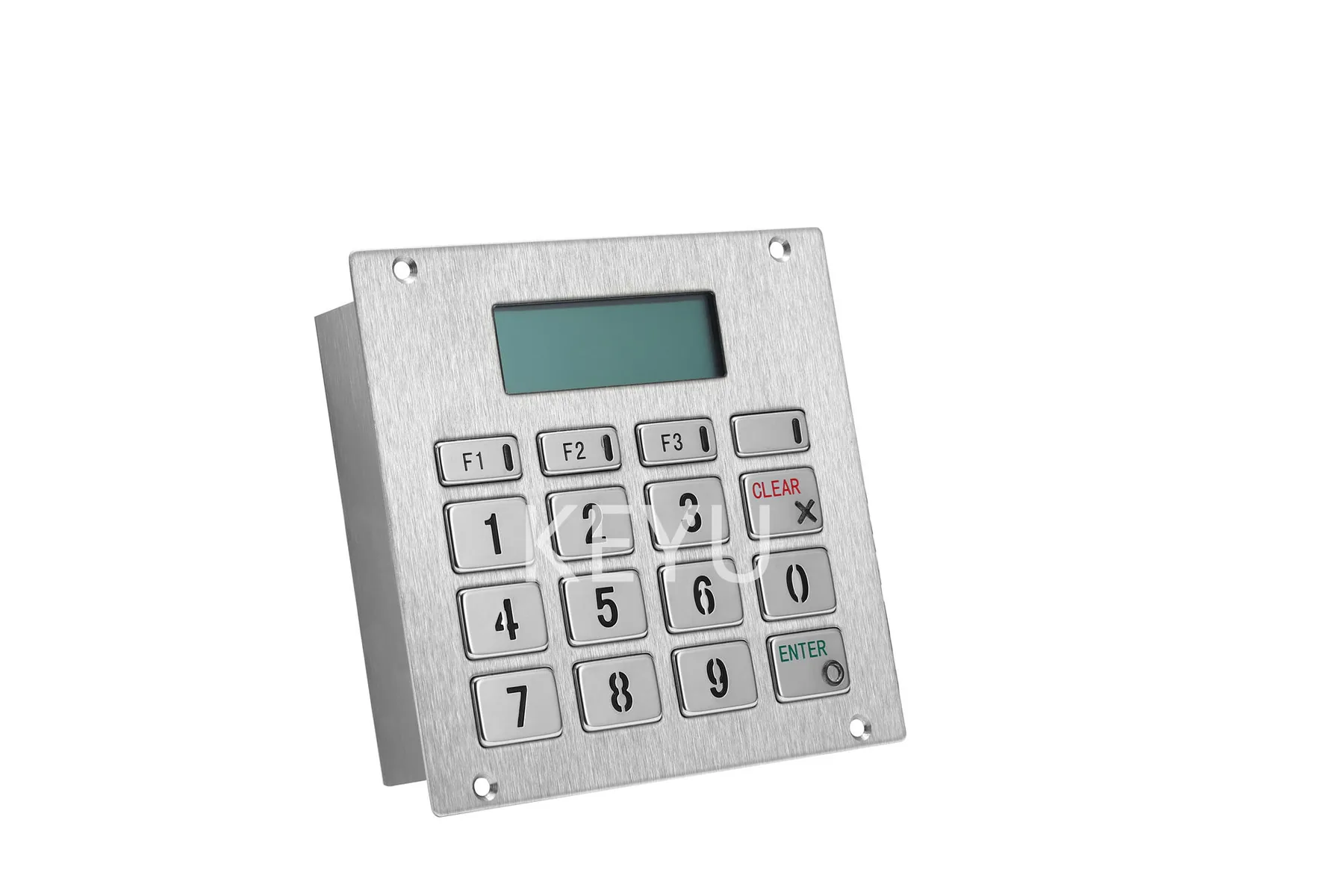 KY2388FR metal keypad with LCD shown from the front panel