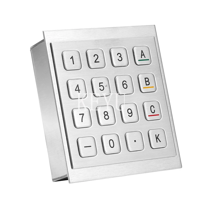 KY3088C brushed stainless steel encrypting keypad angled view