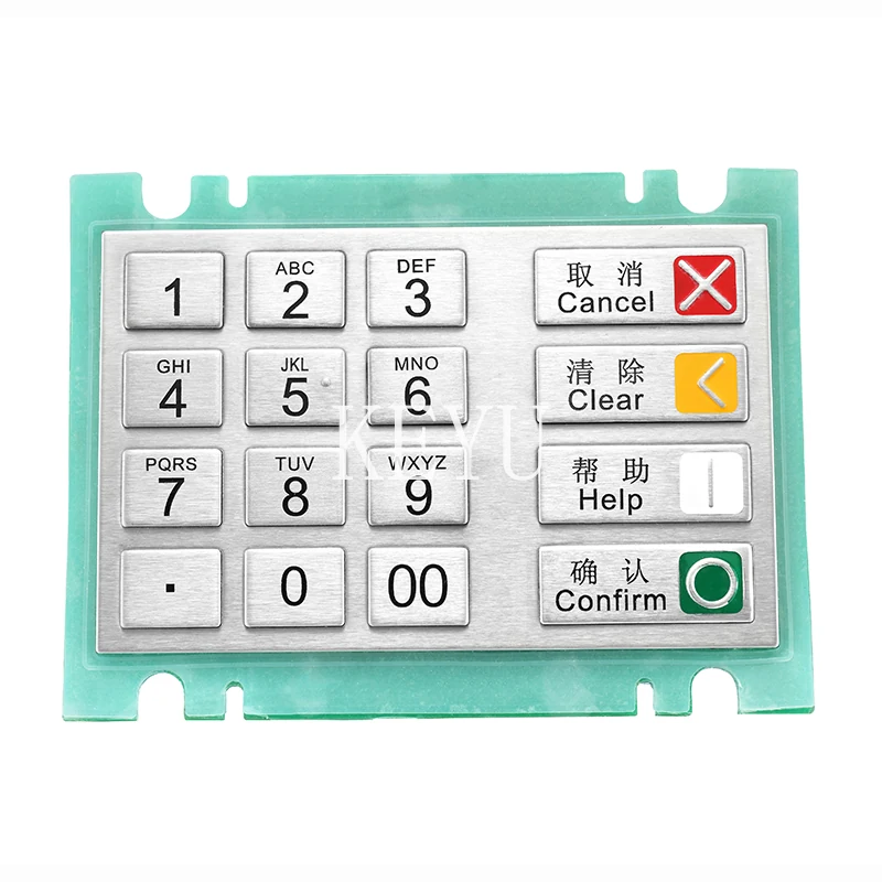 KY3689 encrypting pin pad shown from the side highlighting the IP65 sealed panel