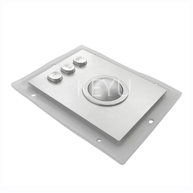 KY-FS38 brushed SUS304 trackball panel showing U shape keys