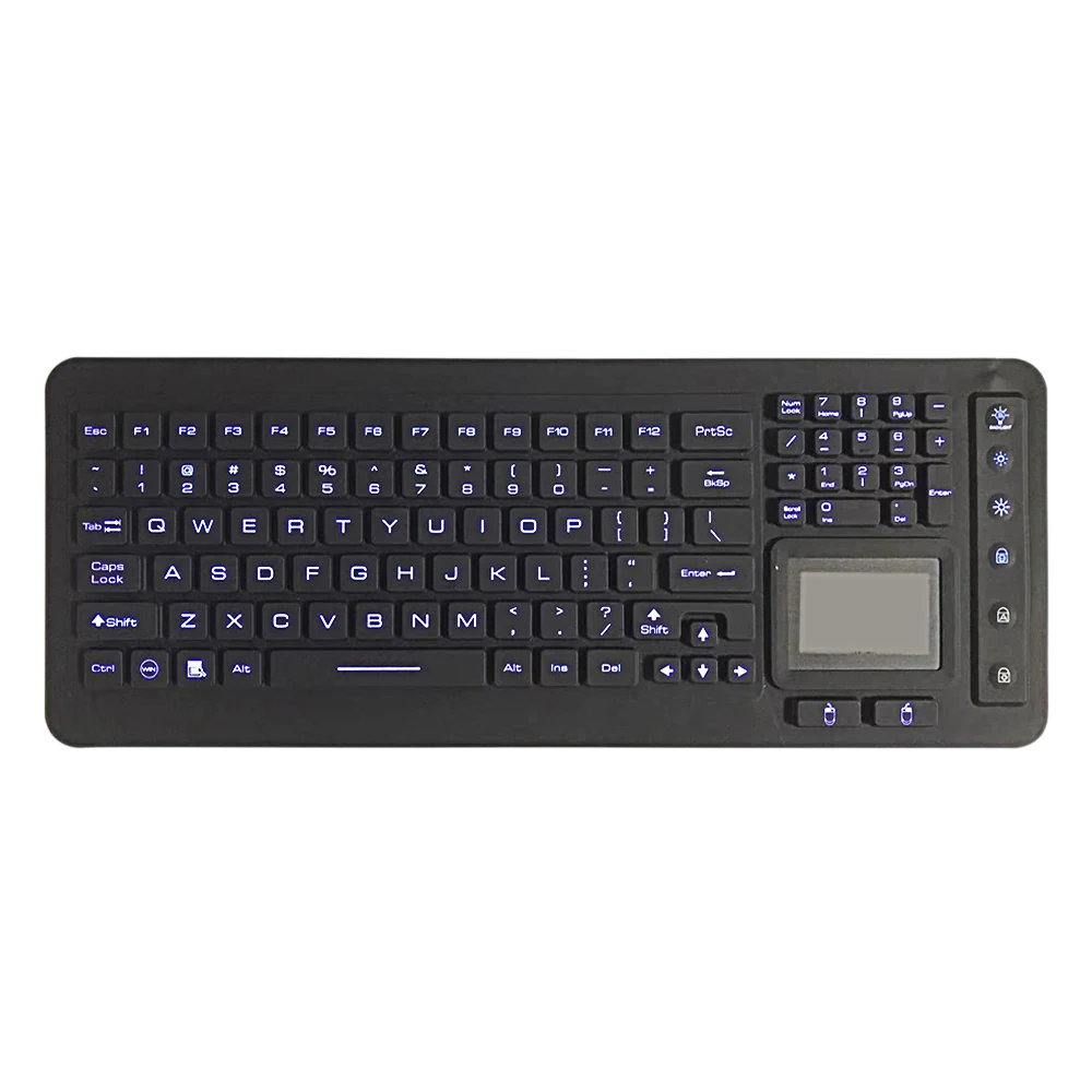 KY-GJ-98-BL silicone keyboard with backlight illuminated