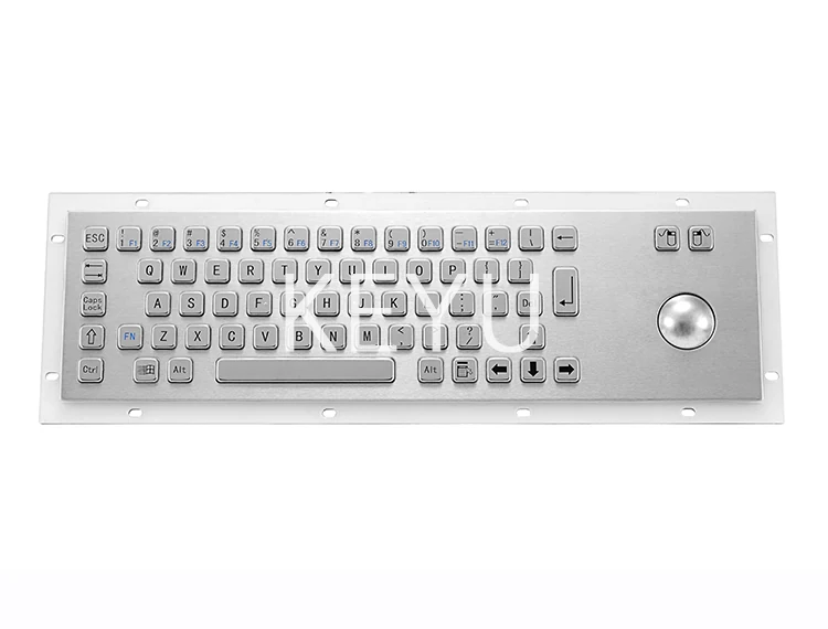 KY-PC-D vandal proof kiosk keyboard with 38mm trackball on a 392*110 mm metal panel
