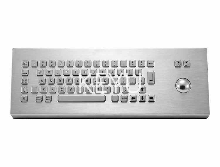 KY-PC-D-DESK stainless steel desktop keyboard with trackball top view