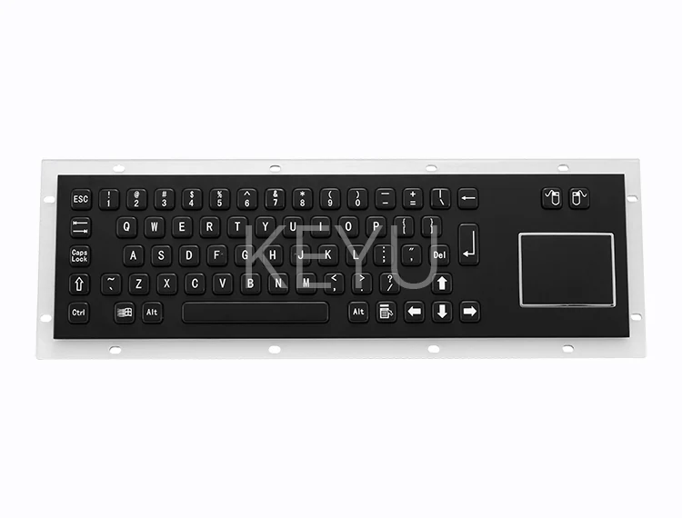KY-PC-DT-BL panel mount stainless steel keyboard with trackball and compact layout