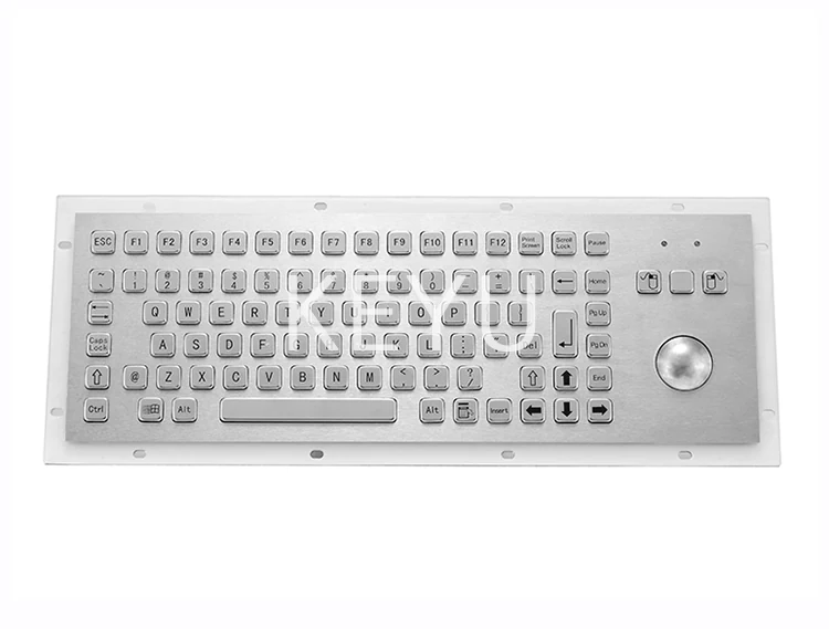 KY-PC-F2 full metal keyboard with 38mm trackball on a 392*135 mm stainless steel front panel