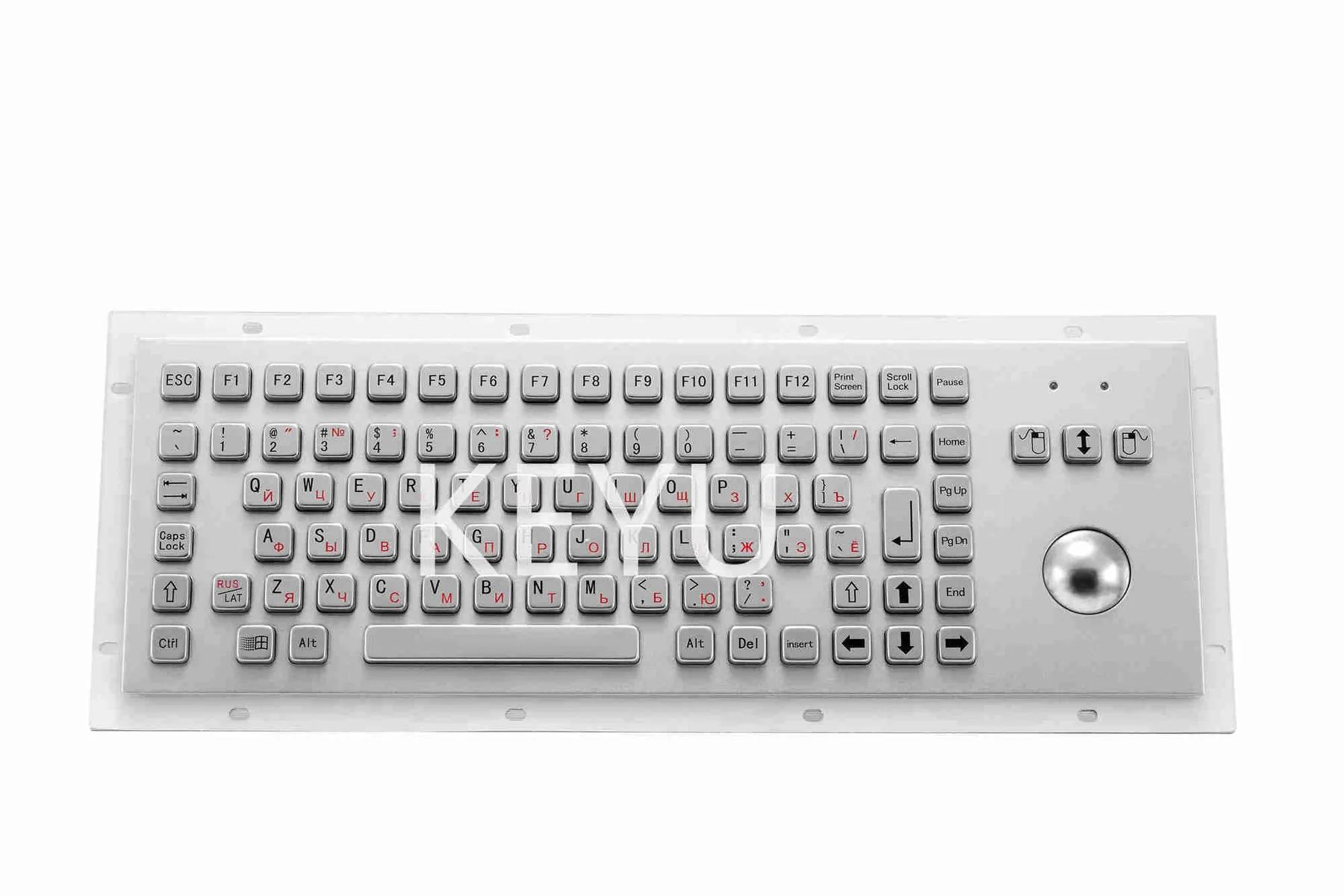 KY-PC-F2-H industrial metal keyboard with integrated trackball mouse