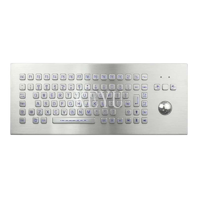 KY-PC-F2-LED-DESK backlit stainless steel desktop industrial keyboard