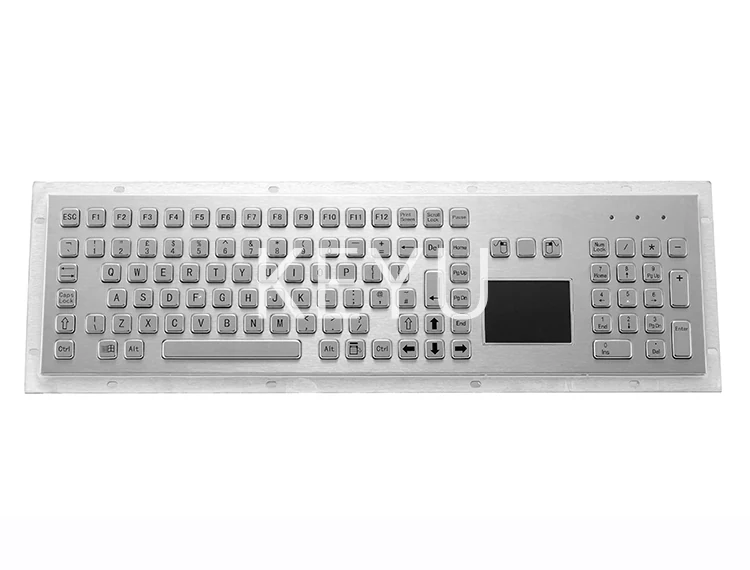KY-PC-F3T stainless steel metal keyboard with integrated touchpad and numeric keypad on a 478*135 mm front panel