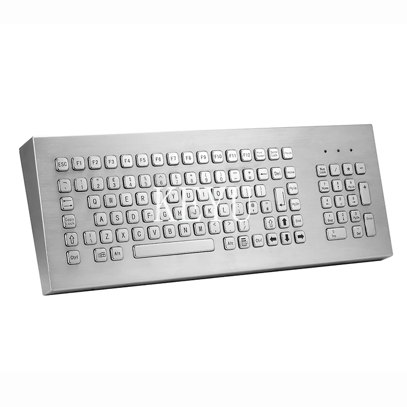 KY-PC-F4 metal keyboard viewed from an angle showing the brushed SUS304 panel