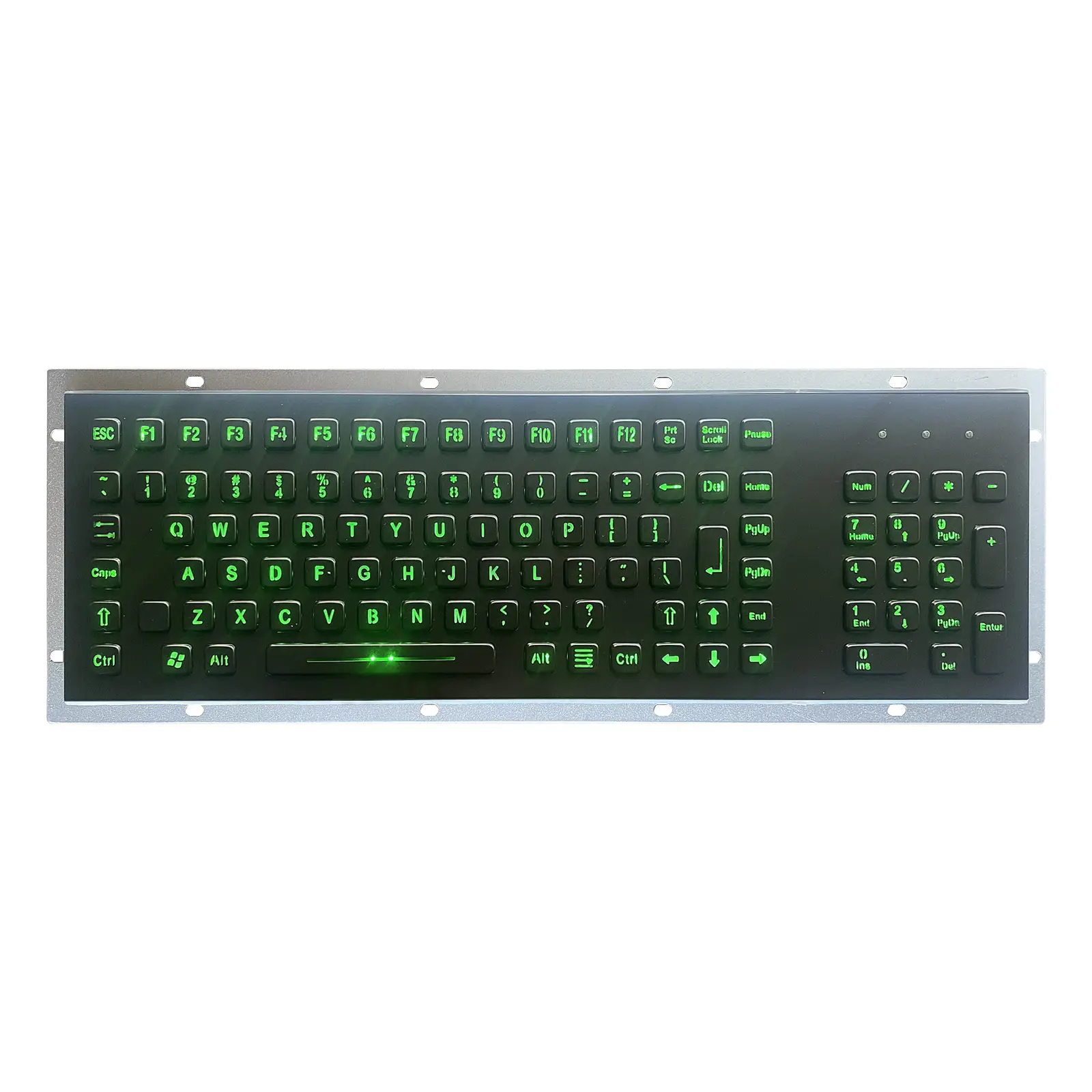 KY-PC-F4-LED-BL black metal LED backlit industrial keyboard with 103 keys