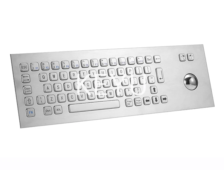 KY-PC-I waterproof stainless steel keyboard with trackball front view