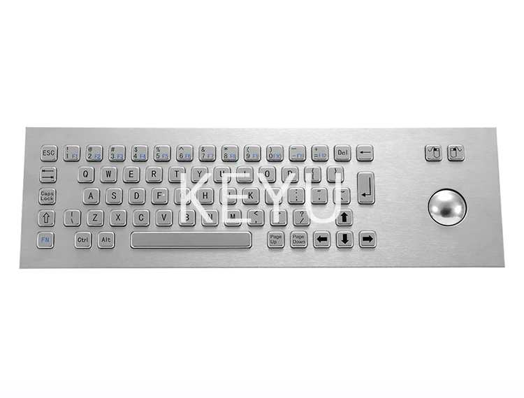 KY-PC-I panel mounted metal keyboard with 38mm metal trackball
