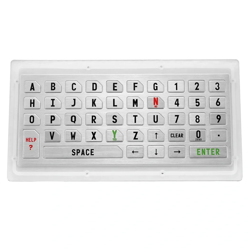 KY-PC-K2 kiosk metal keyboard with 50 SUS304 stainless steel keys in black finish