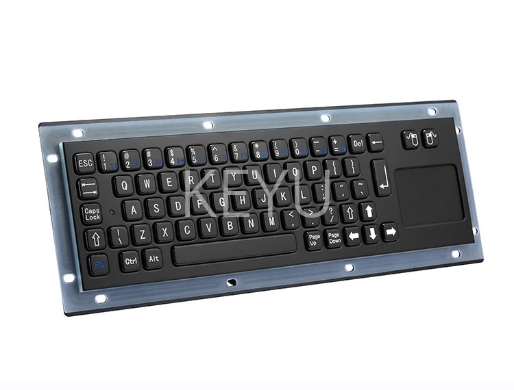 KY-PC-NT-BL black metal keyboard with touchpad front panel detail
