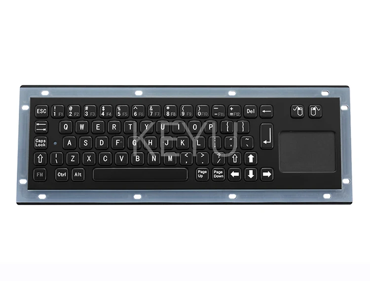 KY-PC-NT-BL black stainless steel panel mount keyboard with trackball